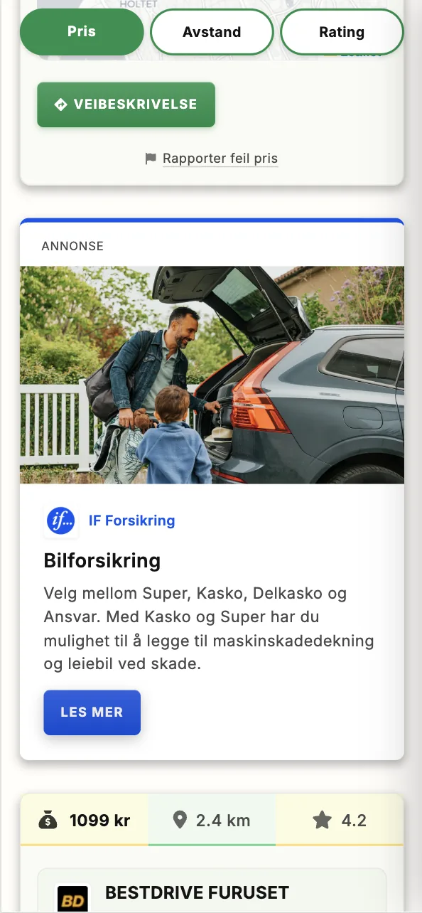 EU-kontroll Pris søkeresultat med annonseplassering